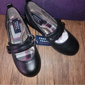 French Toast Girls Black Kids Strappy Flats  Dress Shoes 11